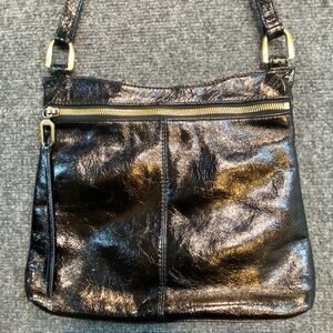 HOBO International Black Polished Leather Shoulders Bag Purse